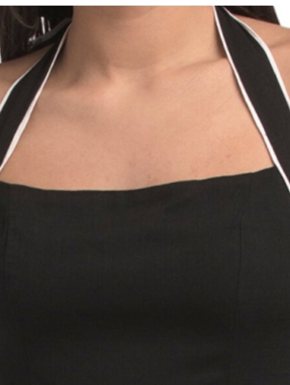 NWT - White Closet Linen Blend Navy Contrast Trim Halter Midi Dress - Size 14 - Picture 5 of 14